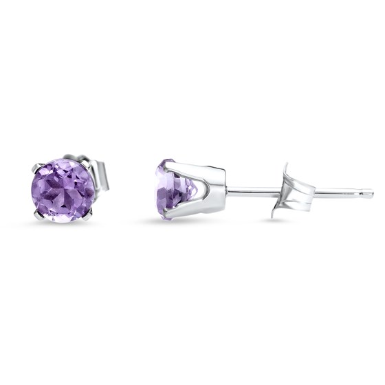 14k White Gold 4 mm Amethyst Stud Earrings 14k White Gold 4 mm Amethyst Stud Earrings